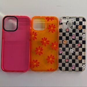 Stylish Phone Case Set - Pink, Orange, and Black Designs